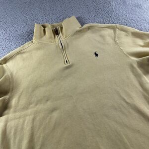 Polo Ralph Lauren Sweater Mens XL Yellow‎ 1/4 Zip Pullover Jumper Preppy Minimal